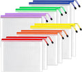 SUNEE Plastic Mesh Zipper Pouch 10x14 in (6 Colors, 12 Packs),Extra Large Water-Resistant Zip Bag for School Office Supplies, Puzzles & Games Organizing Storage