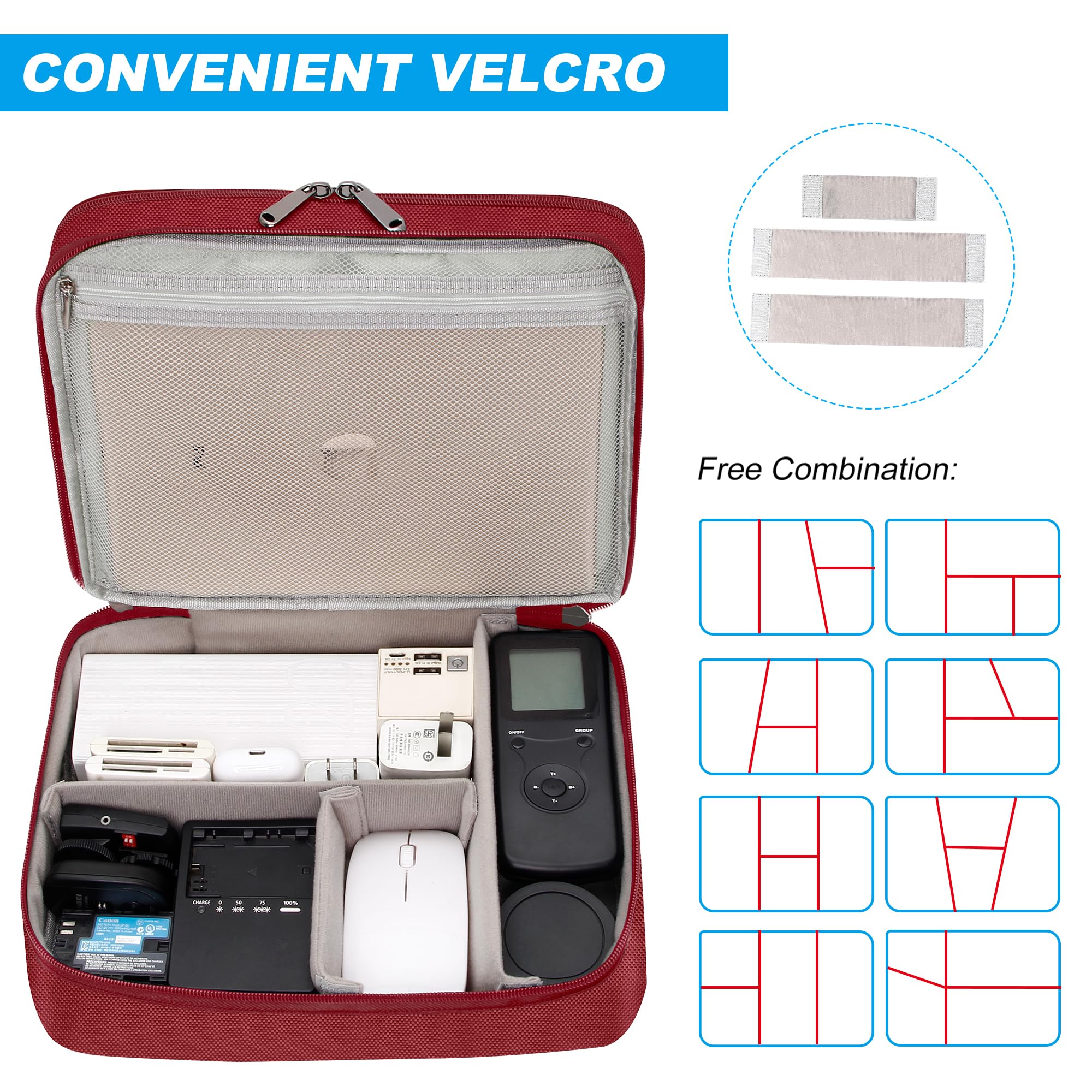 CILLA Electronic Organizer Travel Case, Travel Cord Organizer Case Portable Waterproof Cable Organizer Bag for Charger, Cord, USB, Power Bank, Earphone