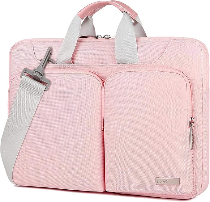 Lacdo 360° Protective Laptop Shoulder Bag, 16 inch Laptop Bag for 16 inch New MacBook Pro M4/M3/M2 /M1 Pro Max A3403 A3186 A2991 A2780 A2485 2024-2019, 15" Surface Laptop 7th Copilot+PC Computer, Pink