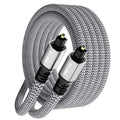 Optical Audio Cable 10 FT, Digital Audio Cable, Toslink Fiber Optic Cord, [Nylon Braided, Slim Aluminum Shell, Gold Plated Connector], for Home Theater, Sound Bar, PS4, Xbox, TV and More