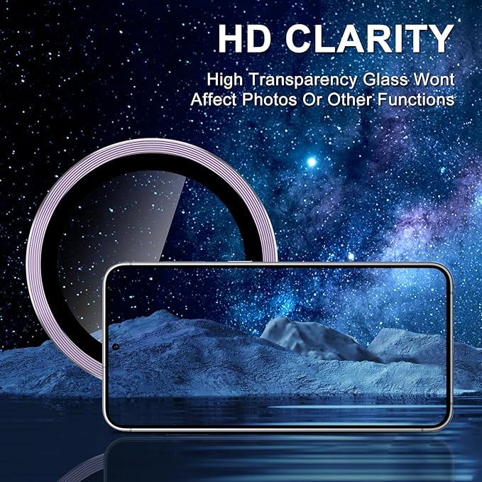 for Samsung Galaxy A35 5G Camera Lens Protector, Individual Metal Ring Tempered Glass Lens Cover, [Strong Adsorption] Scratch Resistant Ultra-Thin HD Clear Lens Cover, 1 Set-Purple
