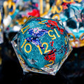 ORIFANTOU Butterfly DND Dice Blue Liquid Core Dice Set with Metal Box, Handmade Sharp Edge D and D Polyhedral Dice for use with D&D Role Playing Game, D20 D12 D10 D8 D6