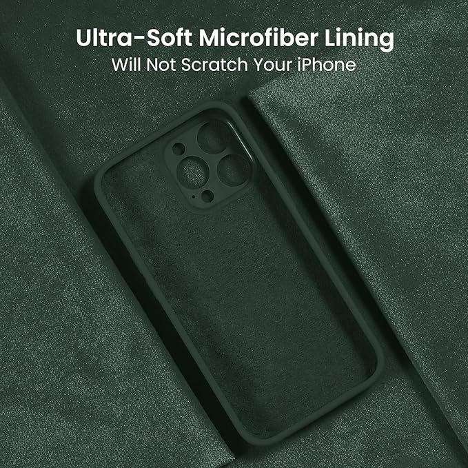 FireNova Designed for iPhone 15 Pro Max Case, Silicone Upgraded [Camera Protection] Phone Case with [2 Screen Protectors], Soft Anti-Scratch Microfiber Lining Inside, 6.7 inch, Alpine Green