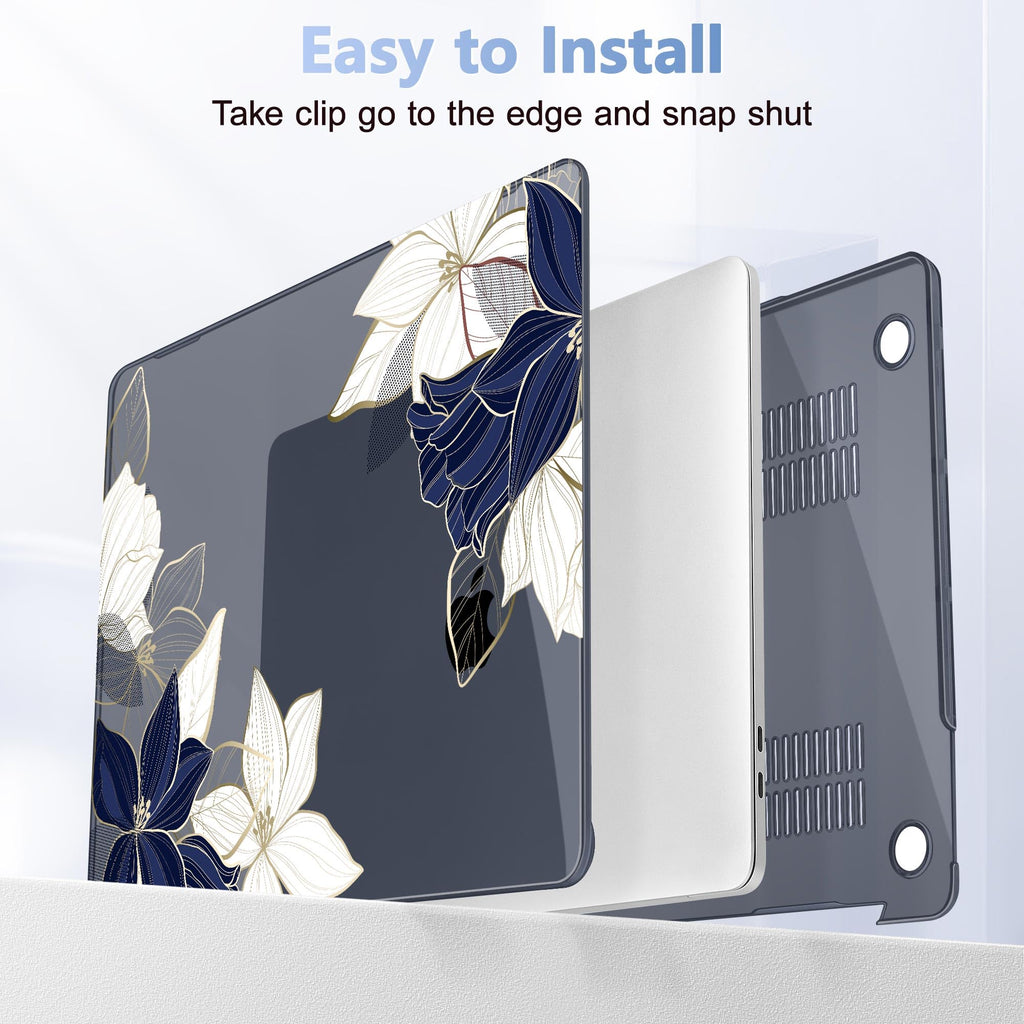 May Chen Case for MacBook Pro 13 inch M2 2023,2022,2021,2020 A2338 M1 A2251 A2289, Plastic Hard Shell Case for MacBook Pro 13" with Touch Bar Fits Touch ID, Elegant Flower