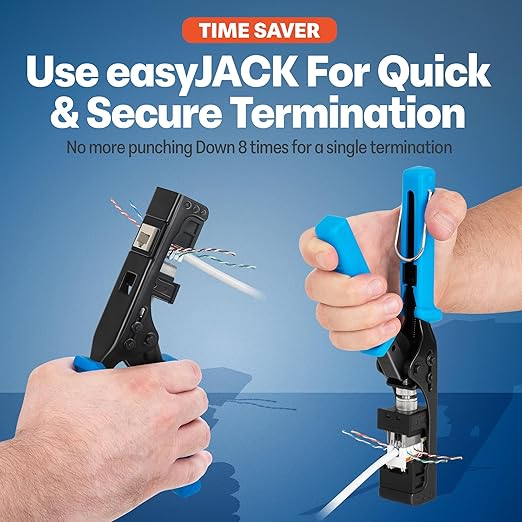 Everest 90° Angled RJ45 Cat6 Keystone Jacks 20-Pack in Light Almond - Slim Profile Female RJ45 Connectors - Cat 6 Keystone Jack - Compatible with 90° Angled Speed Termination Tool - easyJACK