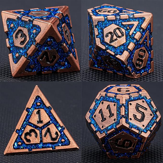 DND Metal Dice Set, Polyhedral Dice Set for RPG D&D Dice with Cracks Dungeons and Dragons Dice Set for RPG TTRPG D&D Die with Gift Case