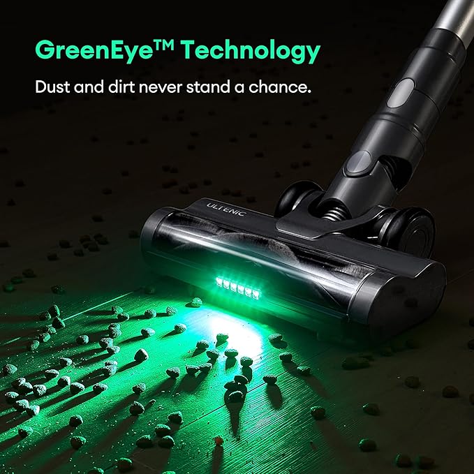 Ultenic Cordless Vacuum Cleaner, 550W 50Kpa Stick Vacuum with Car Dashboard Screen, Tangle-Free Brush for Pet Hair, Max 45mins Runtime, LED Display Tools for Hard Floor, Carpet, Car Cleaning, U12