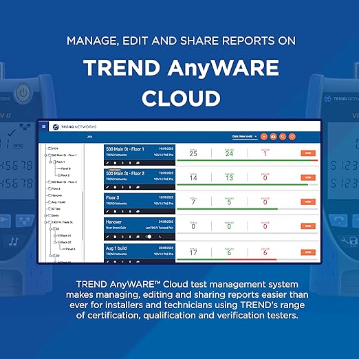 TREND Networks | R158006 | PoE Pro | Cloud Connected Data Cable and PoE Verifier | Includes Cable Testing Features of The VDV II PRO | Advanced Wiremap & Troubleshooting Tool