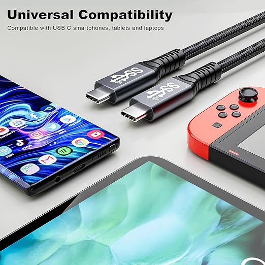 usb c 3.1 cable,usb c 10gbps type c data transfer cable 4K Video Output 100W Power Delivery Compatible with Thunderbolt 3 Tpye C Cord，Matebook, Chromebook and More Type-C Devices/Laptops/Hub,6.6FT（2m）
