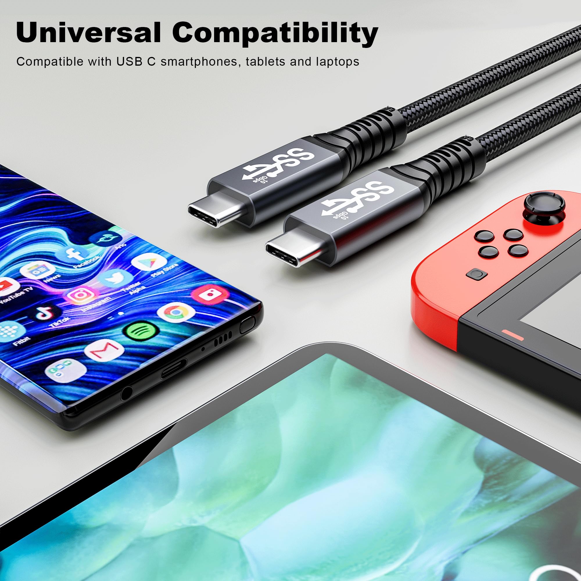 HOTUTUKI usbc to USB c 3.1,USB-c 10gbps Data Transfer Video 4K Monitor Cable 100W High Speed Data Transfer Fast Charging Cord Compatible with Monitor 3.3FT(1m)