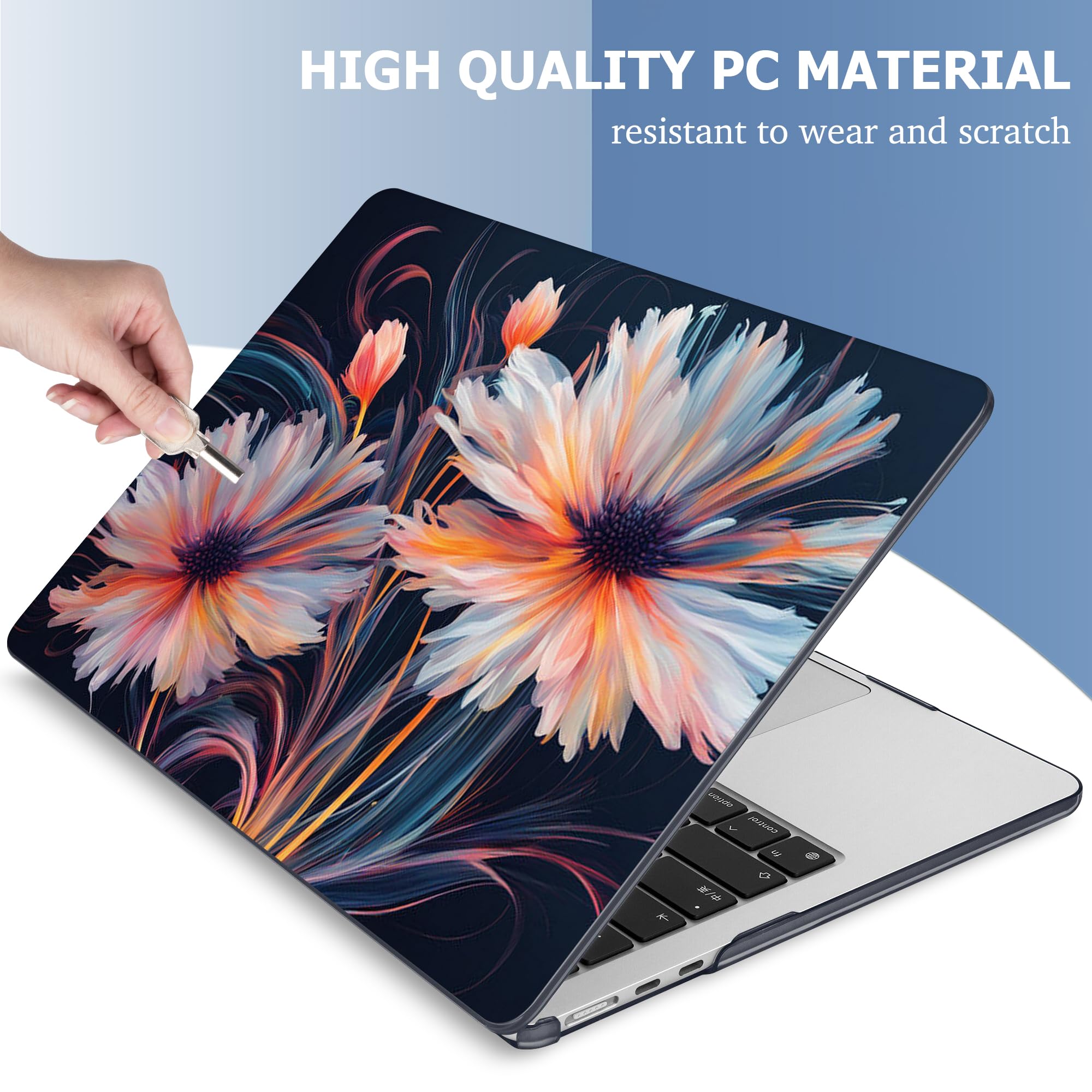 Mektron Case for 2026 MacBook Air 15 INCH M5 A3448 Compatible with M4 A3241 /M3 A3114 /M2 A2941 Printed Plastic Hard Shell Cover with 15.3" Liquid Retina Display Touch ID- Floral C337