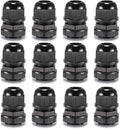 QILIPSU 12pcs 1/2" NPT Cable Gland Waterproof IP68 Nylon Cable Pass Through Cord Grip Connector Strain Relief Wire Grommet