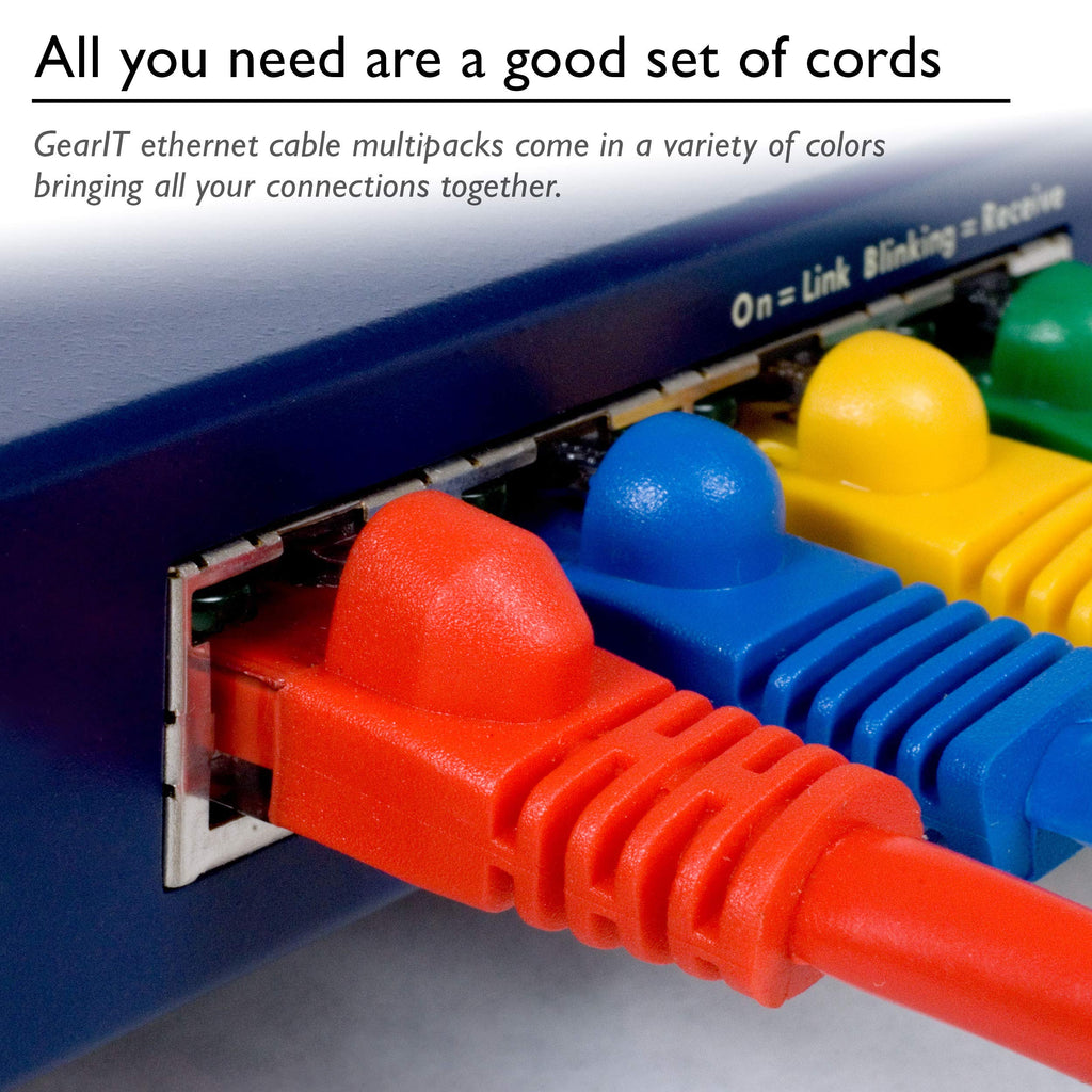 GearIT 24-Pack, Cat5e Ethernet Patch Cable 3 Feet - Snagless RJ45 Computer LAN Network Cord, Purple - Compatible with 24 48 Port Switch POE Rackmount 24port Gigabit