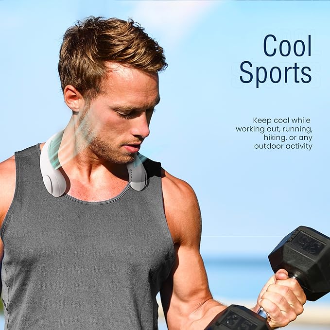 Portable Neck Fan -3 Speed Rechargeable Bladeless Neck Cooler, Quality Comfortable Lightweight, Personal Neck Fan For Women & Men Modern Design, Great Cooling Fan For Travel, Outdoors & Sports