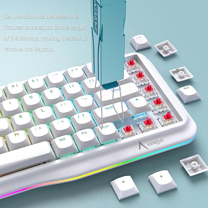 KEMOVE P10 2-in-1 Switch Puller Keycap Puller for Mechanical Keyboard, 304 Stainless Steel Key Switch Keycap Puller, Easily Remove and Replace Gaming Keyboard Switches and keycaps - Blue