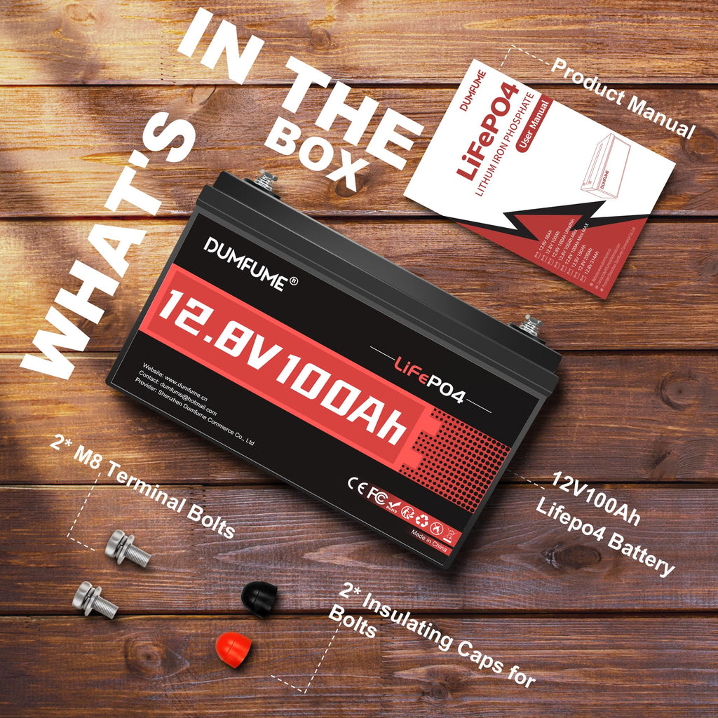 Dumfume 12V 100Ah LiFePO4 Lithium Battery Group 31 Rechargeable Battery
