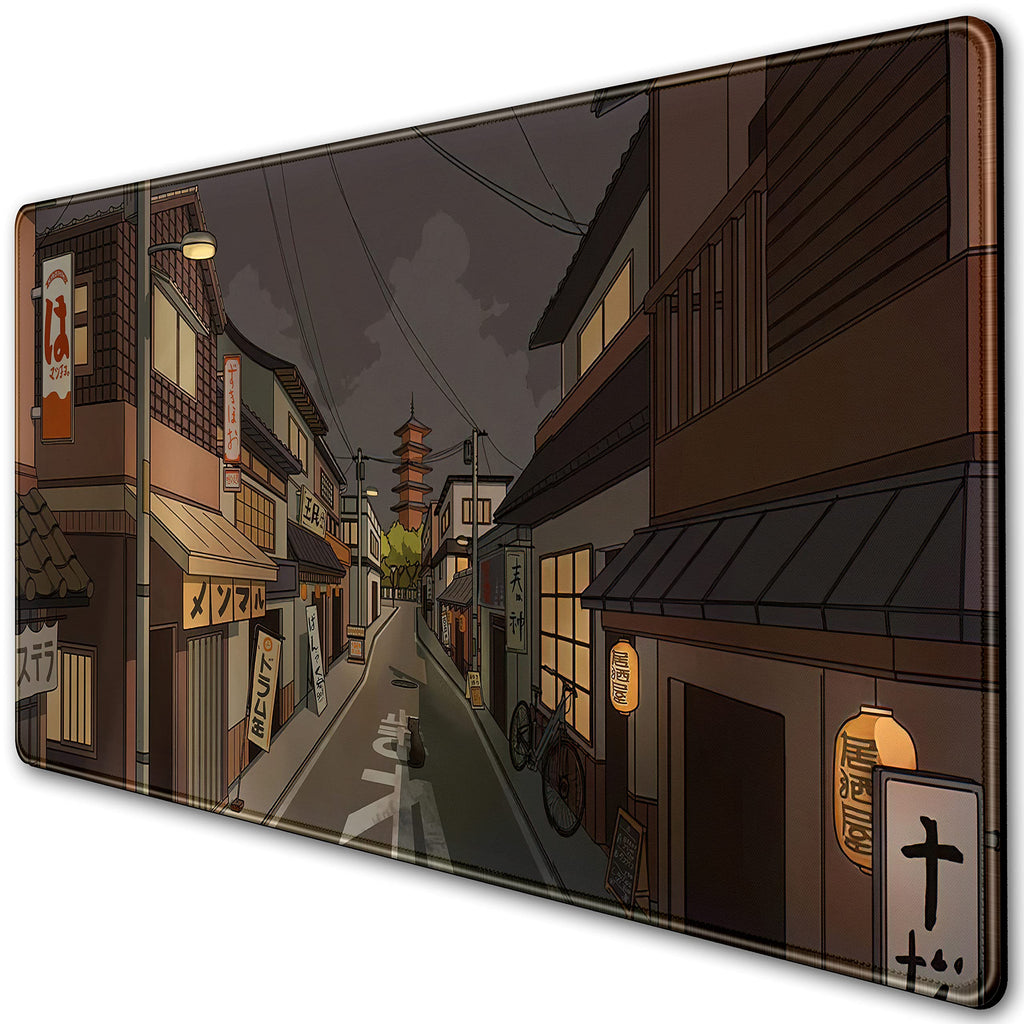 Tokyo Street at Night Kawaii Japanese XL Mouse Pad, Cute Gaming Desk Pads, Anime Large Desktop Mat, XXL Keyboard Mats, Extended Laptop Mat 31.5''X15.7''