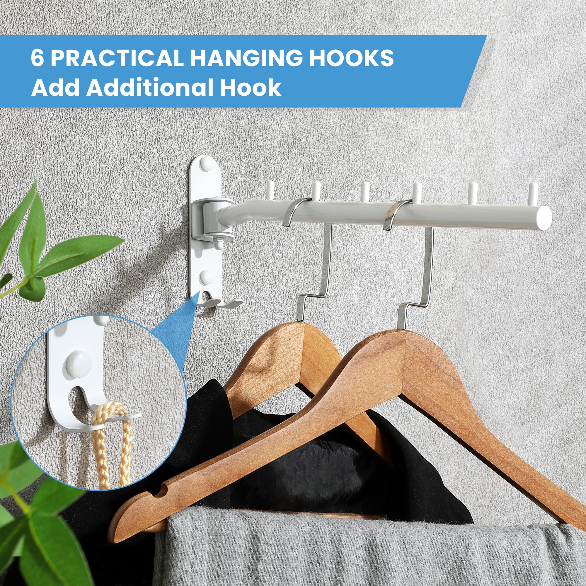 Mooche Swing Clothes Hanger Rack, Garment Racks 11.93" Long, White