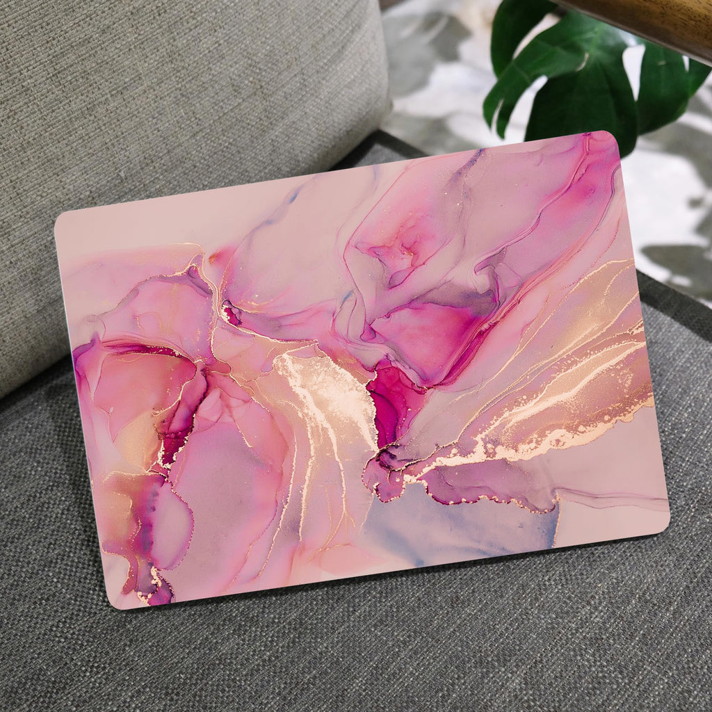 MEEgoodo for MacBook Air 13.3 inch Case 2021 2020 2019 2018 A2337 M1 A2179 A1932,Clear Case for MacBook Air M1,Laptop Shell with Keyboard Webcam Cover&Trackpad Film&Type C Adapter,Gold Splashes Marble