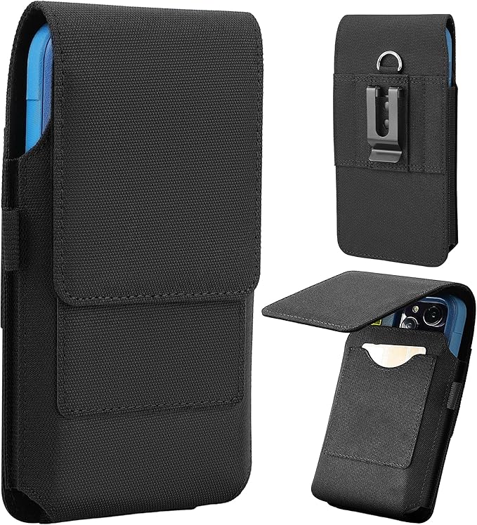 BECPLT Nylon Holster Compatible with Galaxy S25 Ultra S24/S23/S22/S21/S20 Ultra A17 A16 Motorola Moto G56 G Power Black Cell Phone Belt Holder for Men