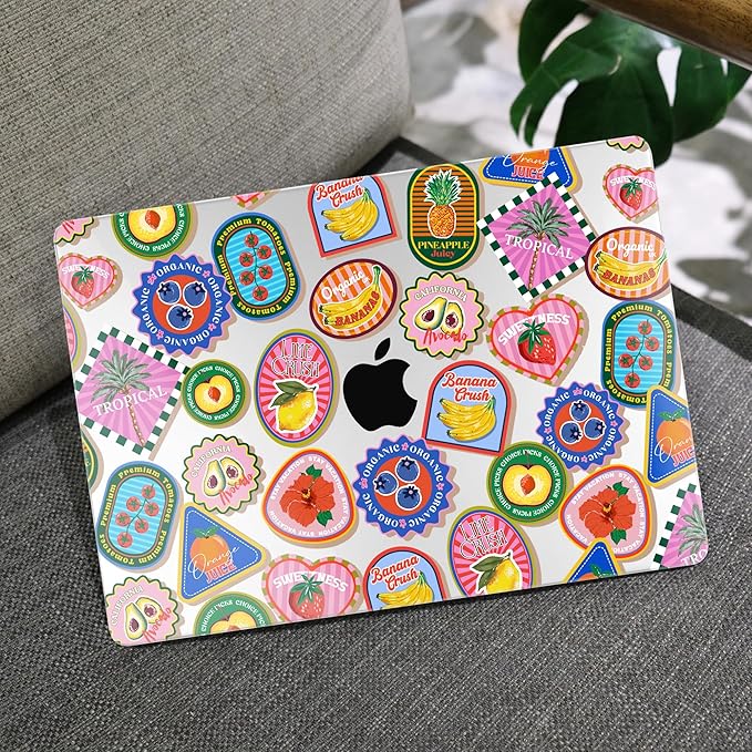 MEEgoodo for M4/M3/M2 MacBook Air 15.3 inch Case 2025 2024 2023, Case Fit Model (A3241/A3114/A2941) for MacBook Air 15 inch, Laptop Hard Shell with Keyboard Cover, Fruit & Sticker