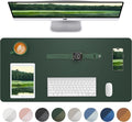 Leather Desk Pad Blotter,Mouse Pad,Office Desk Mat, Non-Slip PU Leather Desk mat,Large Desk mat,Waterproof Keyboard mat for Office/Home/Decor (Dark Green,35" x 17")