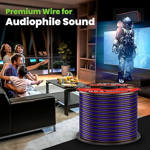 GEARit Speaker Wire 14 Gauge, Speaker Cable 100ft for Car Audio, Home Theater, CCA(Black Purple)