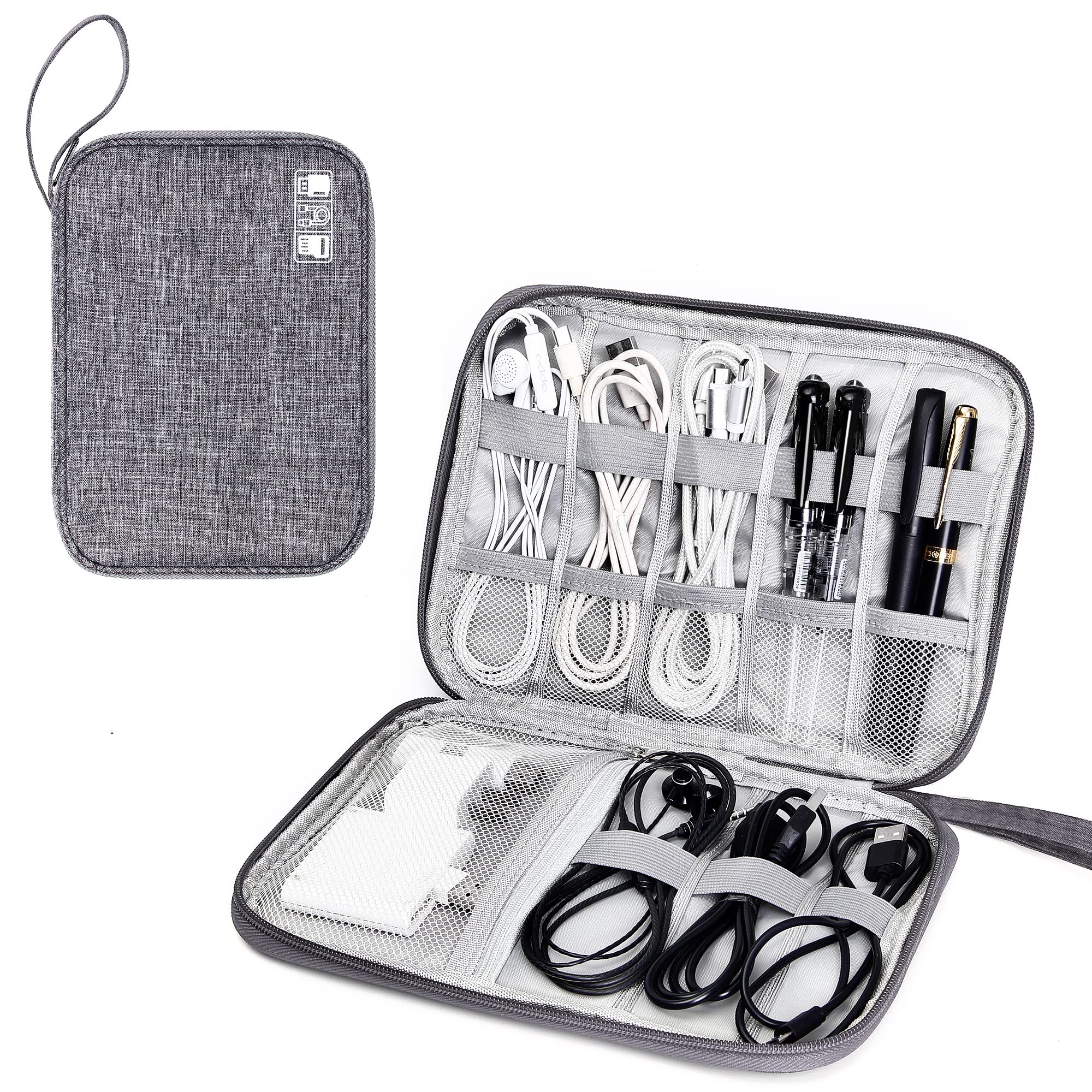 SELLYFELLY Travel Electronics Organizer Portable Cable Organizer Bag for Storage Electronic Accessories Case for Cord,Phone,Charger,Flash Drive (Gray)