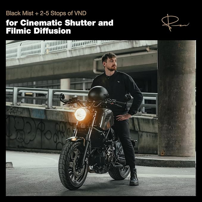 PolarPro 82mm Peter McKinnon Mist VND Camera Filter - 2-5 Stop Variable Neutral Density Lens Filter for DSLR/Mirrorless Pro Video – for Cinematic Shutter Speed Control + Diffusion