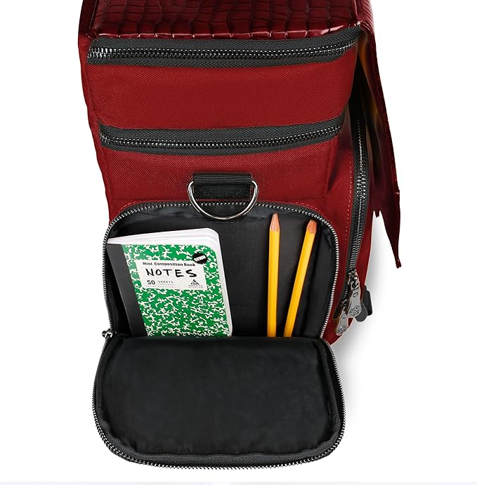 ENHANCE DND Bag - RPG Dungeons and Dragons Accessory Bag with Mini Storage, Mat Holder, Dice Pockets, Suitable for 4-8 Books, Red Dragon, Customizable