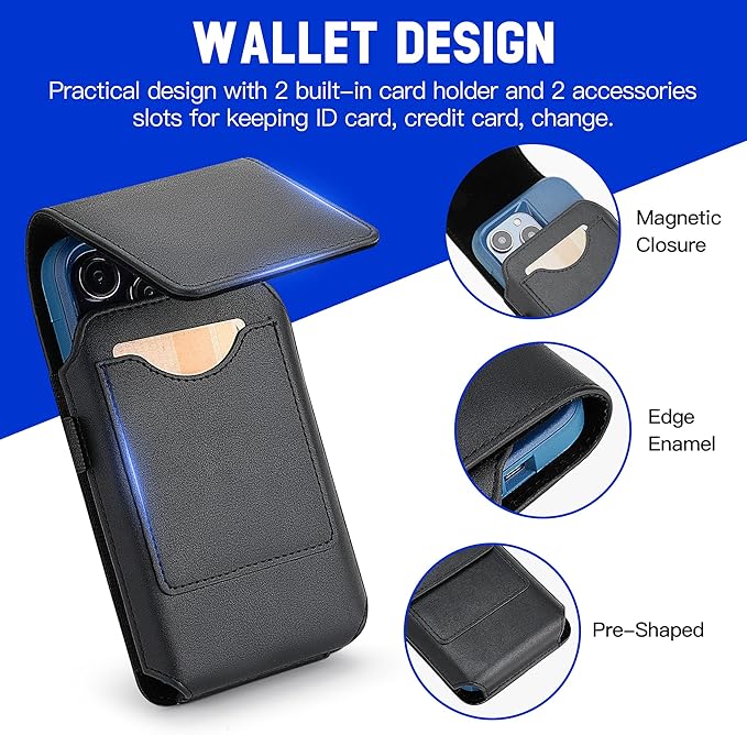 Mopaclle Cell Phone Holster with Belt Clip and Loop,Phone Belt Holder Compatible iPhone 17 Pro Max/Air,iPhone 16 Pro Max, 15, 14 Pro Max, Galaxy S25 Plus, S24 Plus, S23 Plus – Fits with Case On