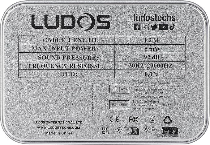 LUDOS Ultra Wired Earbuds in-Ear Headphones, 5 Years Warranty, Earphones with Microphone, Noise Isolating Ear Buds, Memory Foam for iPhone, Samsung, School Students, Kids, Women, Small Ears - White