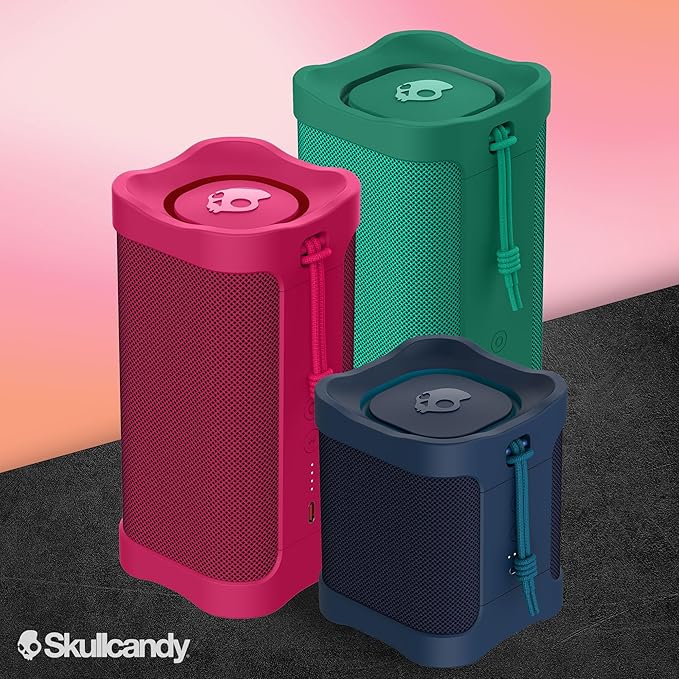 Skullcandy Terrain XL Wireless Bluetooth Speaker - IPX7 Waterproof Portable Speaker, 18 Hour Battery, Nylon Wrist Wrap, True Wireless Stereo (Navy)