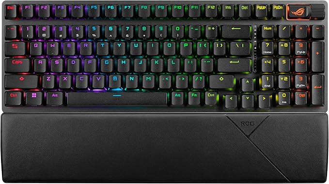 ASUS ROG Strix Scope II 96 Wireless Gaming Keyboard, Tri-Mode Connection, Dampening Foam & Switch-Dampening Pads, Hot-Swappable Pre-lubed ROG NX Storm Switches, PBT Keycaps, RGB-Black