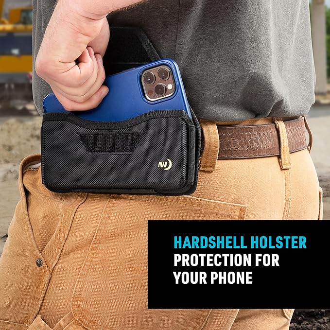 Nite Ize Clip Case Hardshell Universal Rugged Holster - Holster for Men's & Women's Belts - Utility Belt Pouch - Phone Accessories - Cell Phone Pouch - XX-Large, Black