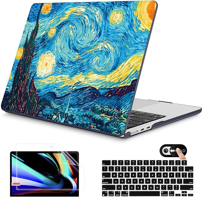 Mektron for 2025 M4 MacBook Air 13.6 Inch A3240 Case Fits 2023 A2681 M2 2024 A3113 M3 Chip with Liquid Retina Display, Printed Plastic Hard Shell Cover for MacBook Air 13.6", Abstract Starry Sky
