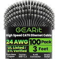 GEARit Cat 6 Ethernet Cable Pack - 100-Pack 3 ft Cat6 Ethernet Patch Cables | RJ45 Network Patch Cable, 10 Gbps Snagless Gold-Plated Connectors - Ethernet Cable Cat 6 for PC, TV, Router - Black