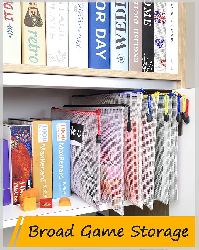 SUNEE Multisize Mesh Zipper Pouch (6 Colors, 30 Packs), Mesh Bags with Zipper for School Office Supplies, Puzzles & Games, Accessories, Waterproof Zipper Pouches for Organizing