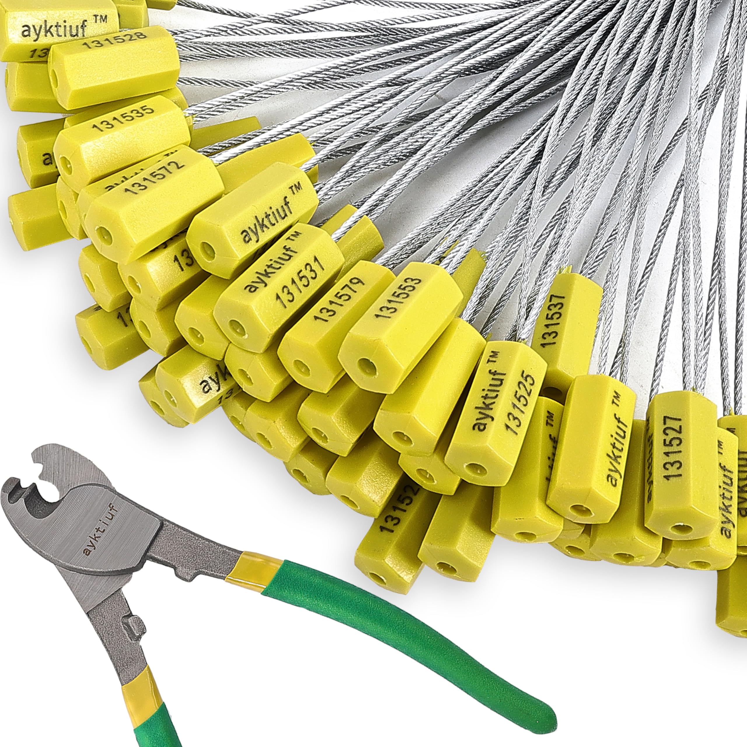 ayktiuf 600 Pieces Security Cable Seals, Metal Number Security Tags for Truck, Trailers, Cargo, Containers, Vans, Oil Tank, Milk Vehicle (Yellow, 600 Pack)