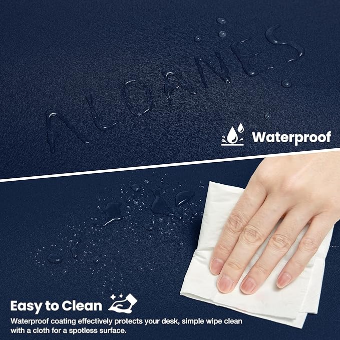 ALOANES Waterproof Mouse Pad with Durable Stitched Edge, XXXL gaming Keyboard Pad, Non-Slip Rubber Base Mouse Mat, Extended Desk pad for Gamer, Office & Home, Dark Blue Mousepad 35.4''x 15.7''x 0.12''