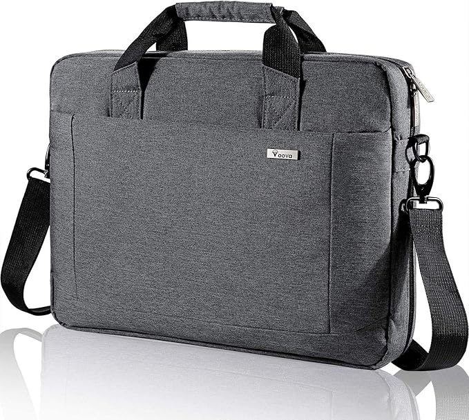 Voova Laptop Bag Case 17 17.3 Inch Computer Sleeve Messenger Bag with Shoulder Strap Expandable Waterproof Large Capacity Business Briefcase for Work Travel Fit 17-18” Laptop, Men Women, Gray