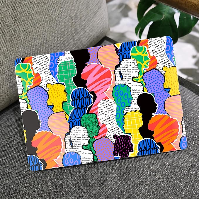 MEEgoodo for MacBook Air 13 inch Case 2021 2020 2019 2018 Released A2337 M1 A2179 A1932 with Touch ID, Plastic Shell & Keyboard Cover Compatible with MacBook Air Case 13.3, Diverse People Abstract Art