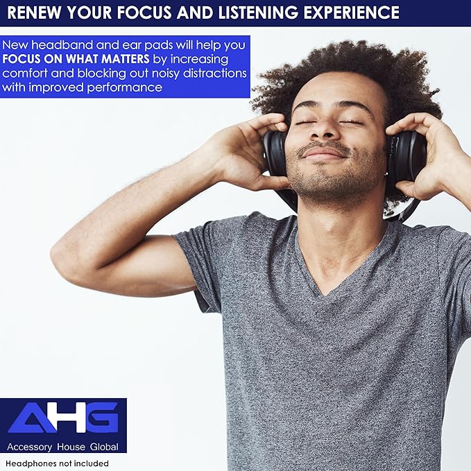 AHG Upgrade Replacement Hybrid Cloud Stinger Ear Pads Cushions and Headband Cover. Compatible with Kingston HyperX Cloud Stinger Headset. Premium Protein Leather and Velour | Thick AHG FlexiSoft Foam