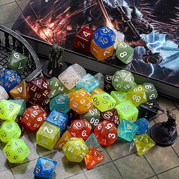 CiaraQ DND dice Set 10x7 Polyhedral Dice (70 pcs) for Dungeons and Dragons RPG MTG Role Playing Table Games with 1 Drawstring Bag