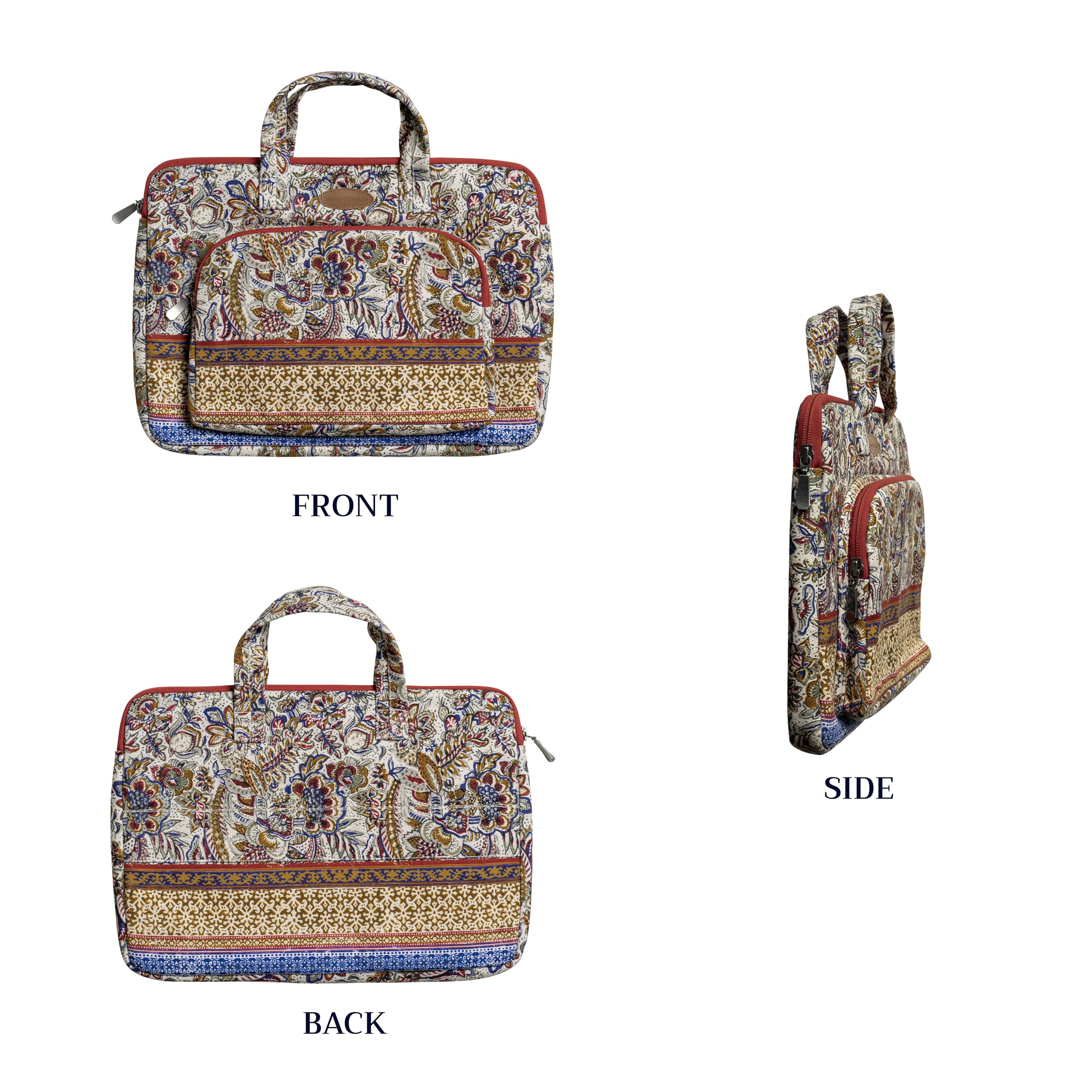 Maison d'Hermine Laptop Bag with Pocket upto 13.5 inch Stain and water repellent Cotton canvas Valentines Day Gifts - Jaipur