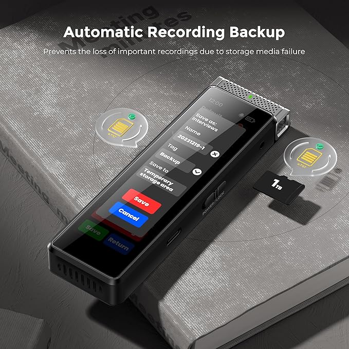 136GB Digital Voice Recorder with Playback, Innioasis R1 Full Touchscreen Voice Recorder with Bluetooth, Voice Activated Sound Audio Recorder Device with Mic (Silver)