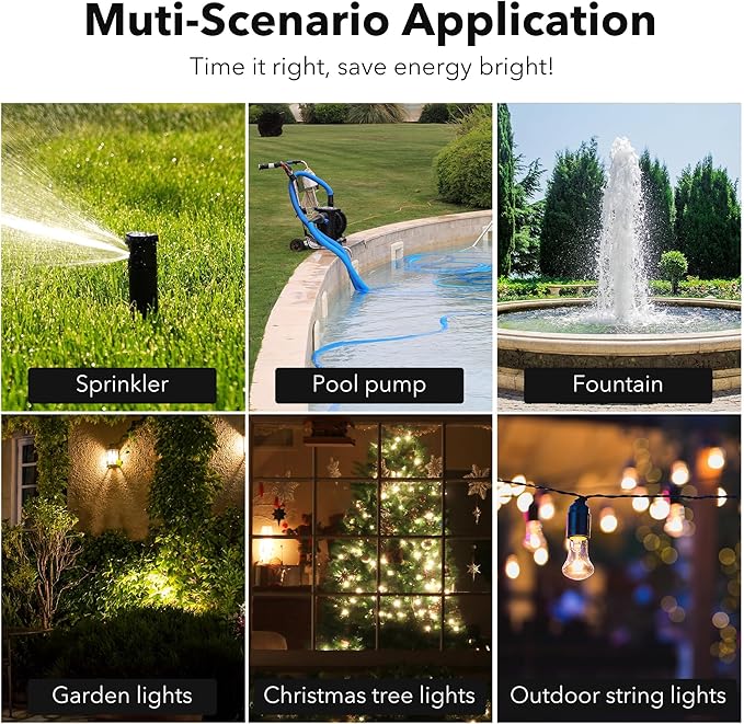 HBN Outdoor Timer Outlet Waterproof, 24 Hour Mechanical Light Timers for Electrical Outlets Outdoor Weatherproof, 2 Grounded Outlets for Christmas Lights, Pool Pump, 15A 1/2HP