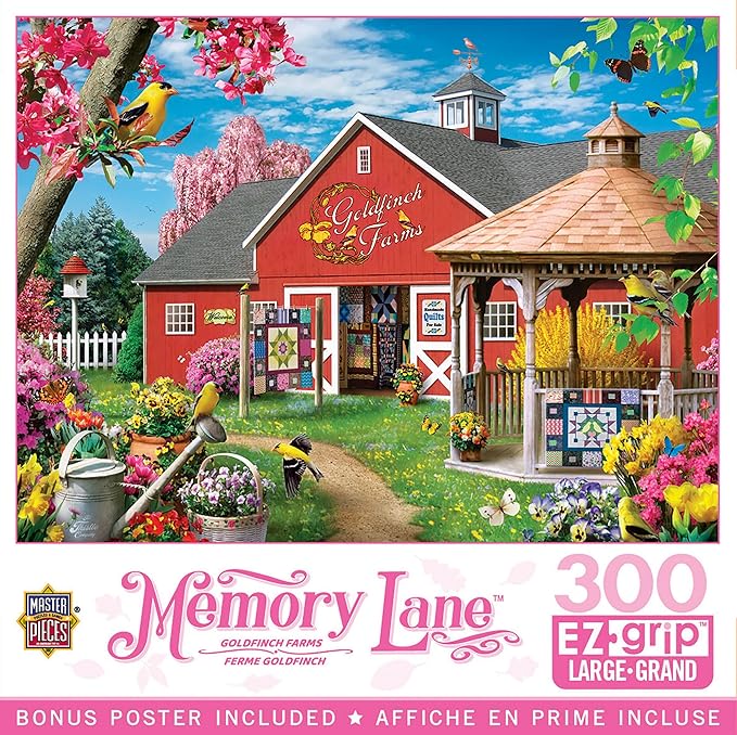 MasterPieces - 300 Piece Jigsaw Puzzle, Large EZ Grip, Goldfinch Farms, Adult & Family Fun, Non-Glare, 18"x24", Puzzles 300 Pieces for Adults