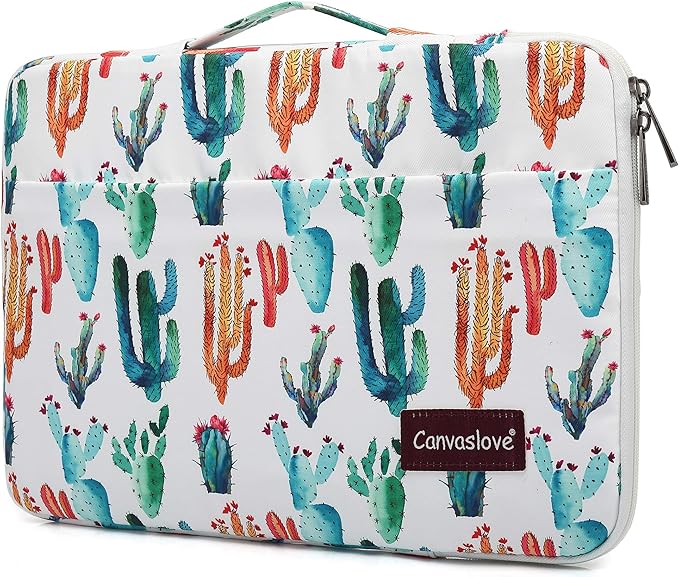 Canvaslove Rebound Bubble Cushioned Laptop Sleeve Case Bag with Handle and Pockets for MacBook Air Pro 13" and 12.5 inch-13.3 inch Laptop (Cactus)