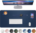 Leather Desk Pad Blotter,Mouse Pad,Office Desk Mat, Non-Slip PU Leather Desk mat,Large Desk mat,Waterproof Keyboard mat for Office/Home/Decor (Midnight Blue,31.5" x 15.7")